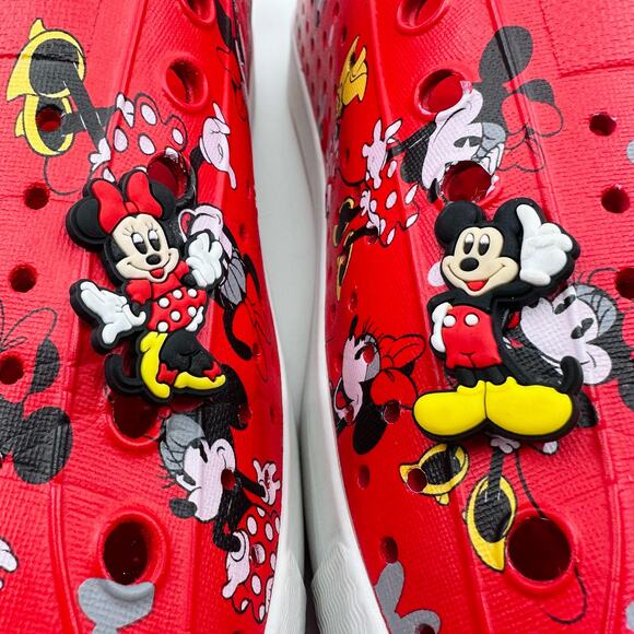 Native Disney Unisex Slip On Shoe Red Minnie Mouse w/Mickey & Minnie Charms W10 - Picture 8 of 11
